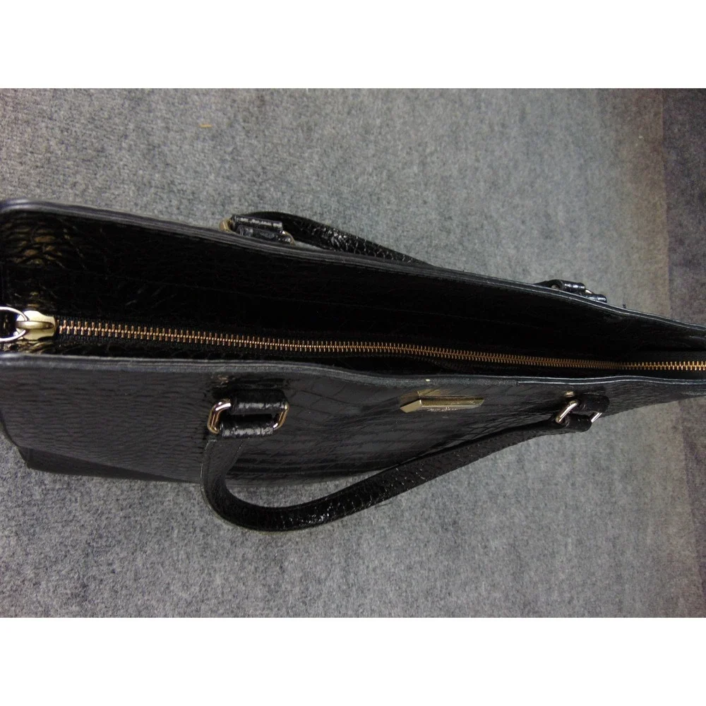 Kate Spade Bag Black Croc Embossed Patent Leather Tote Large Work Satchel Purse